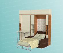Две кровати с мягким диваном и столом